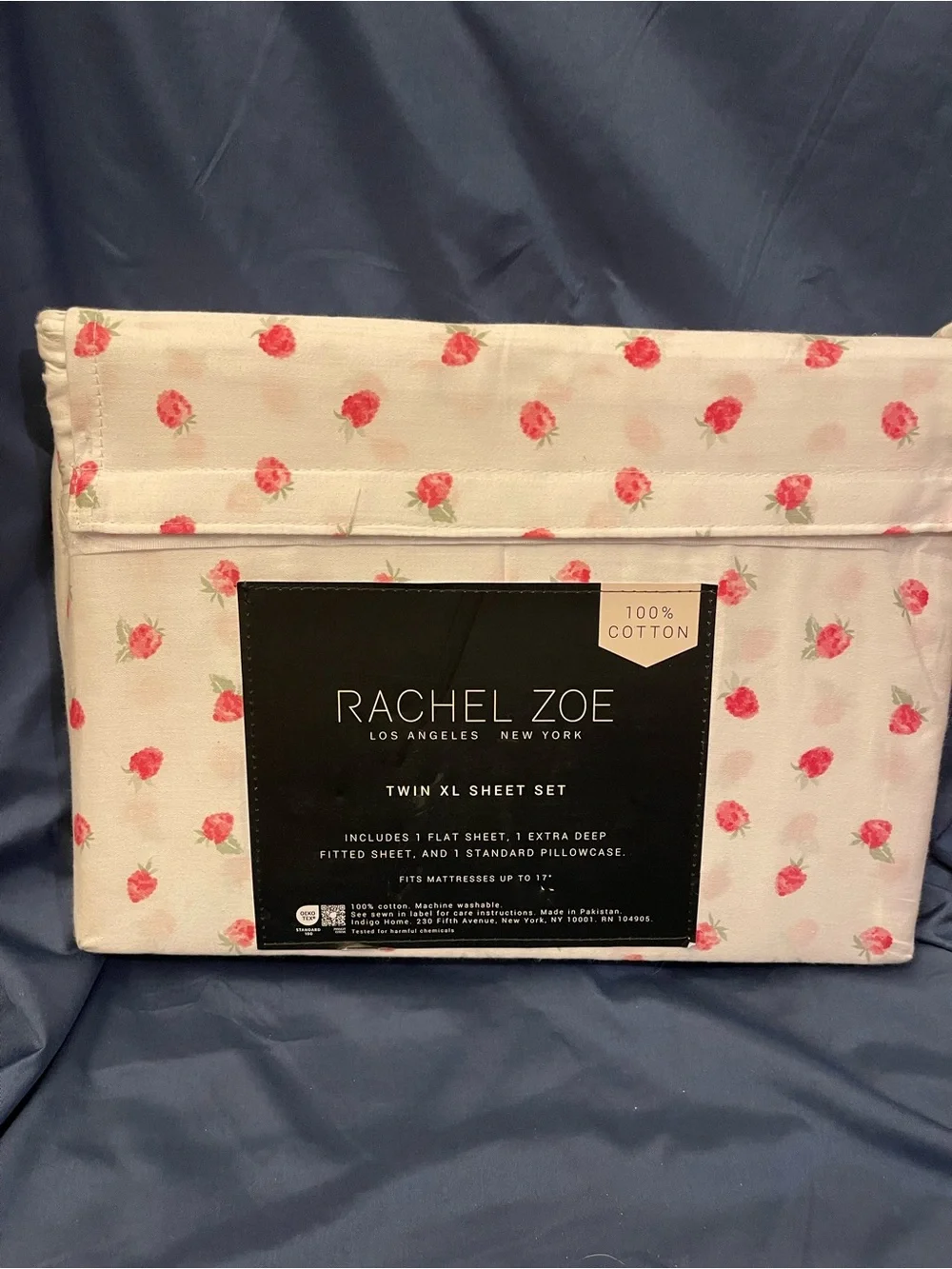 Rachel Zoe Cotton Sheet Set White with Strawberries